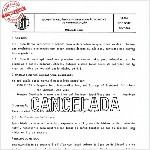 Solventes orgânicos - Determinação do índice de neutralização