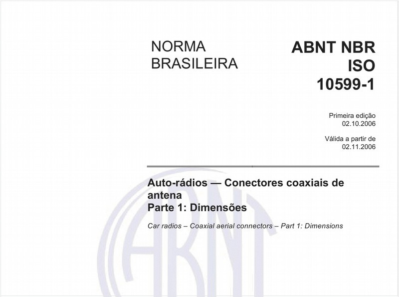 Auto-rádios - Conectores coaxiais de antena - Parte 1: Dimensões