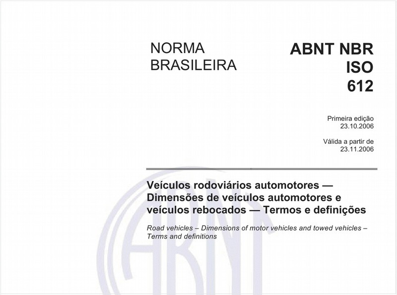 Veículos rodoviários automotores - Dimensões de veículos automotores e veículos rebocados - Termos e definições