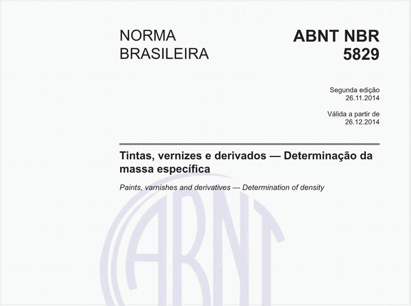 Tintas, vernizes e derivados — Determinação da massa específica