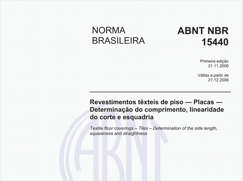 Revestimentos têxteis de piso - Placas - Determinação do comprimento, linearidade do corte e esquadria