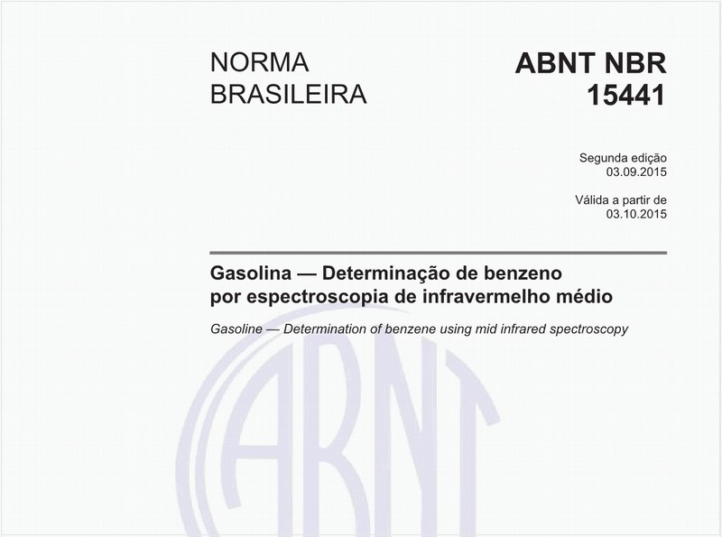 Gasolina - Determinação de benzeno por espectroscopia de infravermelho médio