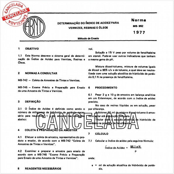 Determinação do índice de acidez para vernizes, resinas e óleos