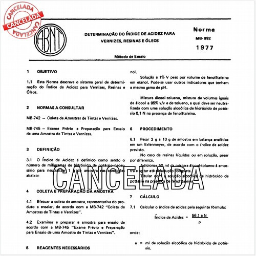 Determinação do índice de acidez para vernizes, resinas e óleos