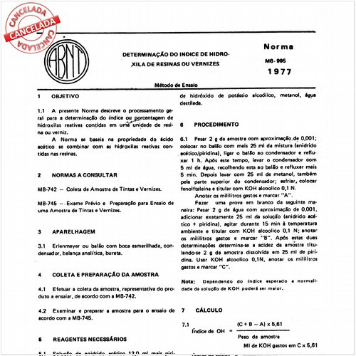 Determinação do índice de hidroxila de resinas ou vernizes