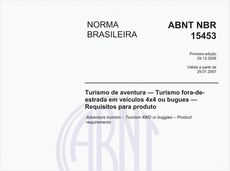 Turismo de aventura - Turismo fora-de-estrada em veículos 4x4 ou bugues - Requisitos para produto