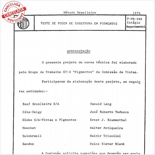 Pigmento - Ensaio de poder de cobertura