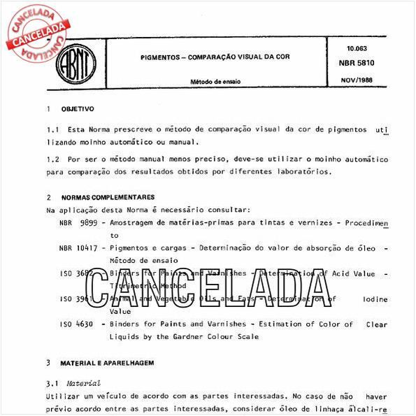 Pigmentos - Comparação visual da cor