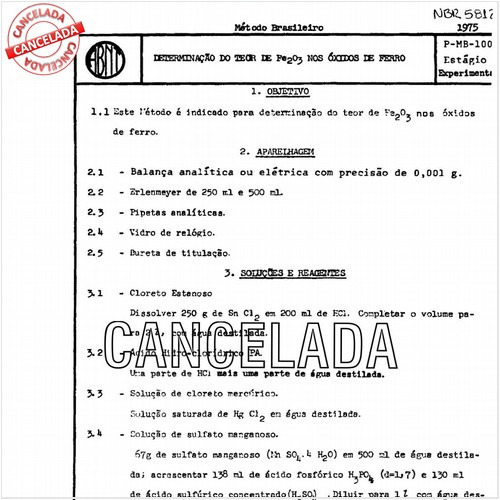 Determinação do teor de Fe2O3 nos óxidos de ferro