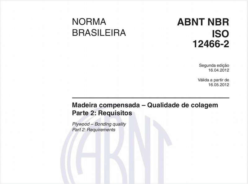 Madeira compensada – Qualidade de colagem - Parte 2: Requisitos