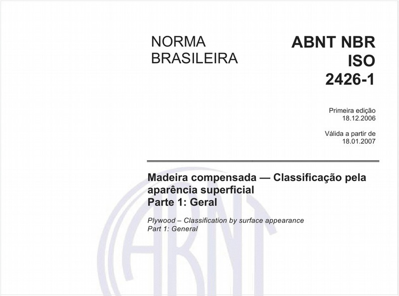 Madeira compensada - Classificação pela aparência superficial - Parte 1: Geral