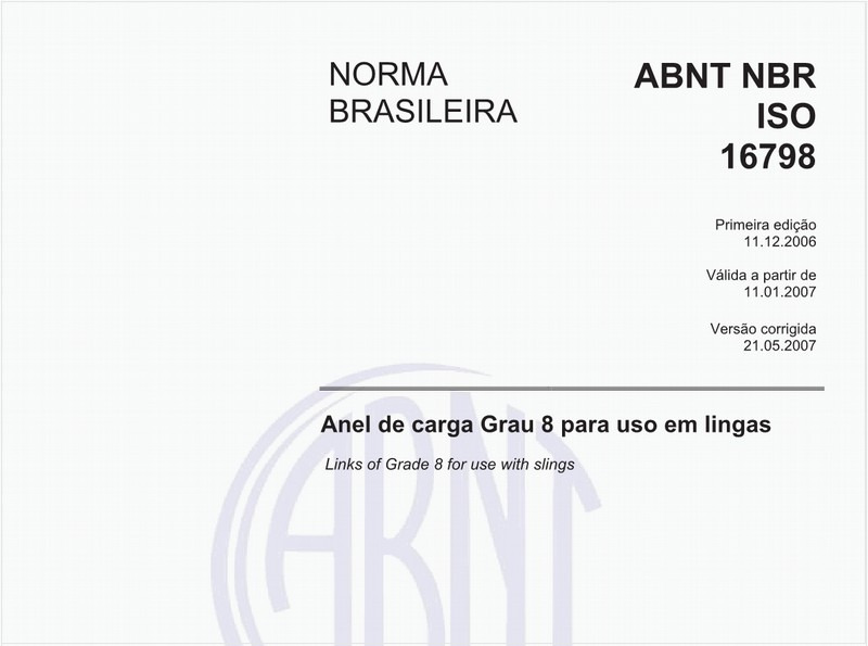 Anel de carga Grau 8 para uso em lingas
