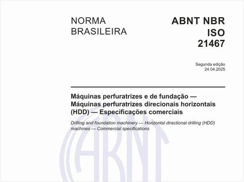 Máquinas perfuratrizes e de fundação — Máquinas perfuratrizes direcionais horizontais (HDD) — Especificações comerciais