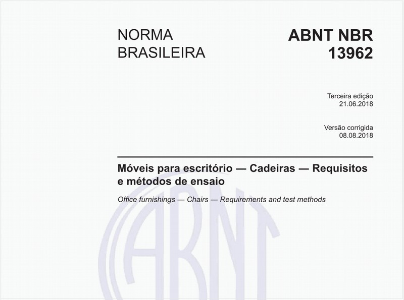 Móveis para escritório - Cadeiras - Requisitos e métodos de ensaio