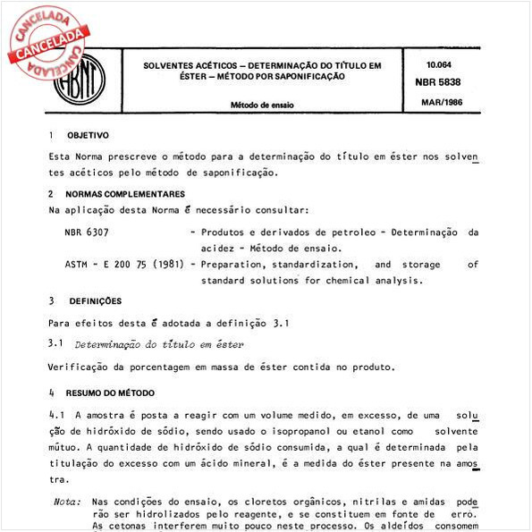 Solventes acéticos - Determinação do título em éster - Método por saponificação