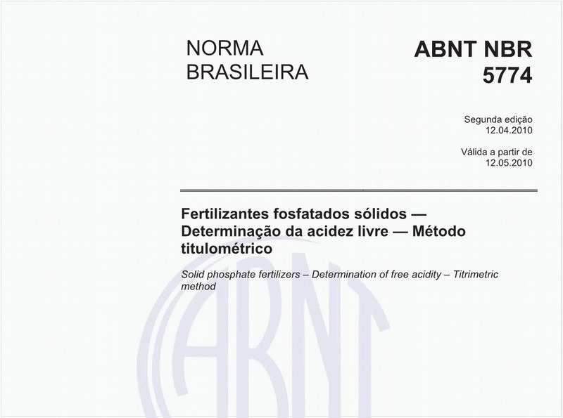 Fertilizantes fosfatados sólidos — Determinação da acidez livre — Método titulométrico