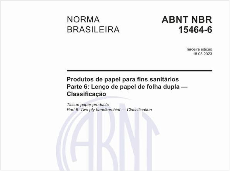 Produtos de papel para fins sanitários Parte 6: Lenço de papel de folha dupla — Classificação