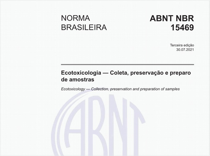 Ecotoxicologia — Coleta, preservação e preparo de amostras