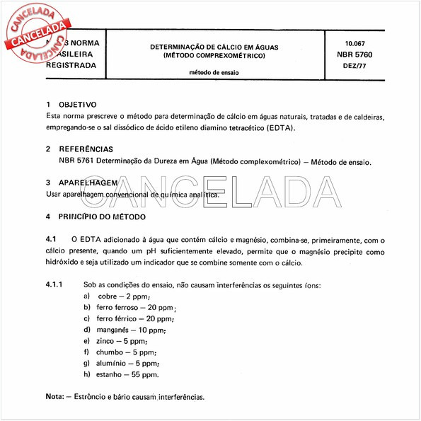 Determinação de cálcio em águas - Método complexométrico