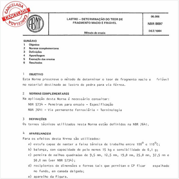 Lastro - Determinação do teor de fragmento macio e friável