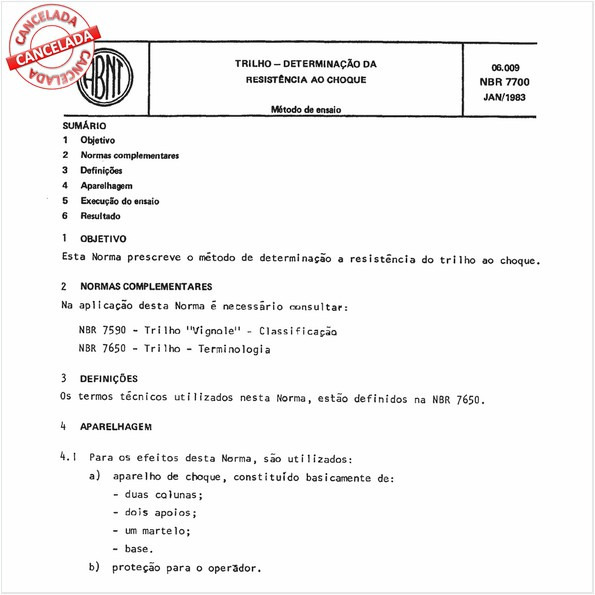 Trilho - Determinação da resistência ao choque