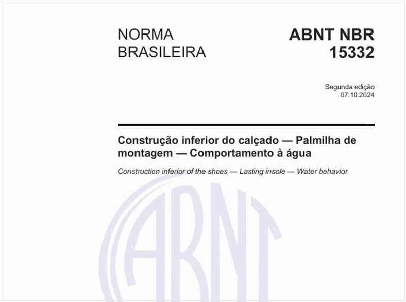 Construção inferior do calçado — Palmilha de montagem — Comportamento à água