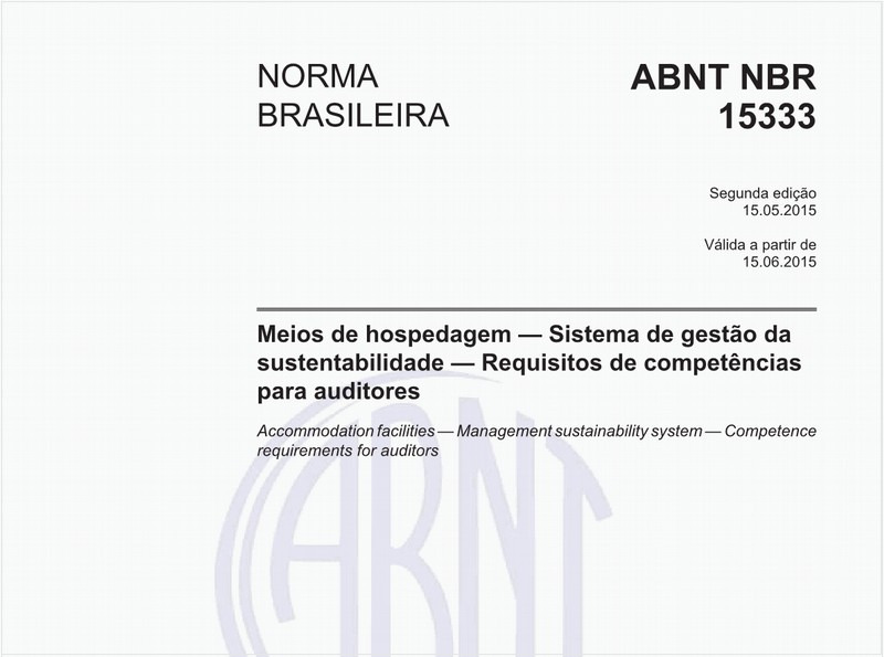 Meios de hospedagem - Sistema de gestão da sustentabilidade - Requisitos de competências para auditores