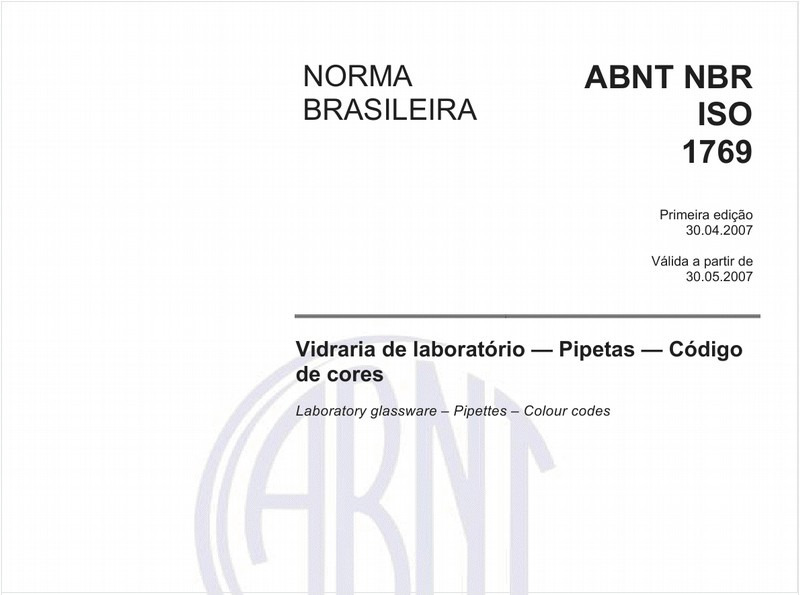 Vidraria de laboratório - Pipetas - Código de cores