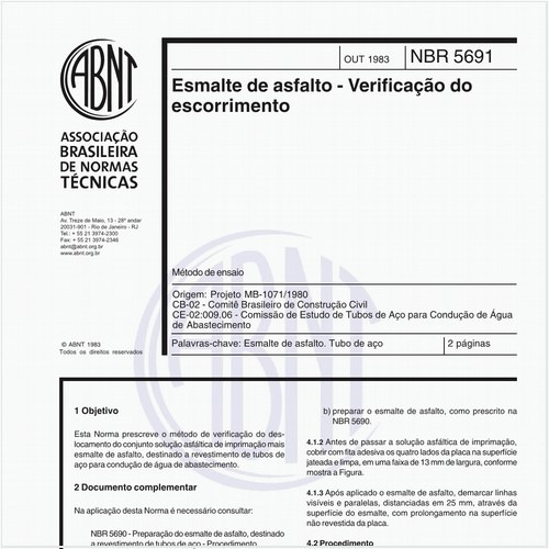 Esmalte de asfalto - Verificação do escorrimento