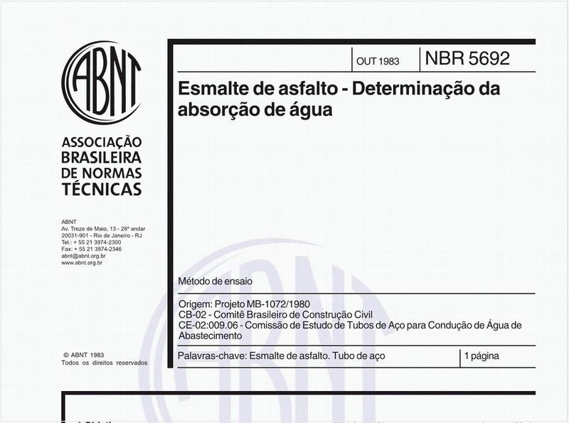 Esmalte de asfalto - Determinação da absorção de água