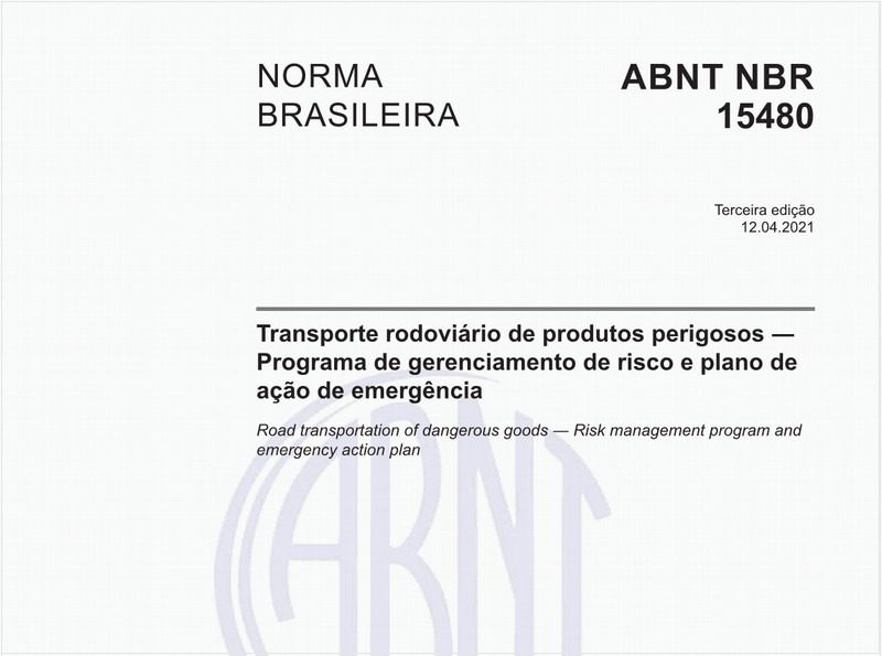 Transporte rodoviário de produtos perigosos - Programa de gerenciamento de risco e plano de ação de emergência
