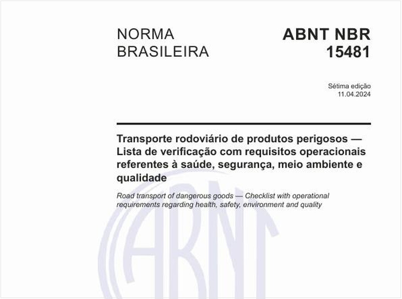 Transporte rodoviário de produtos perigosos - Lista de verificação com requisitos operacionais referentes à saúde, segurança, meio ambiente e qualidade
