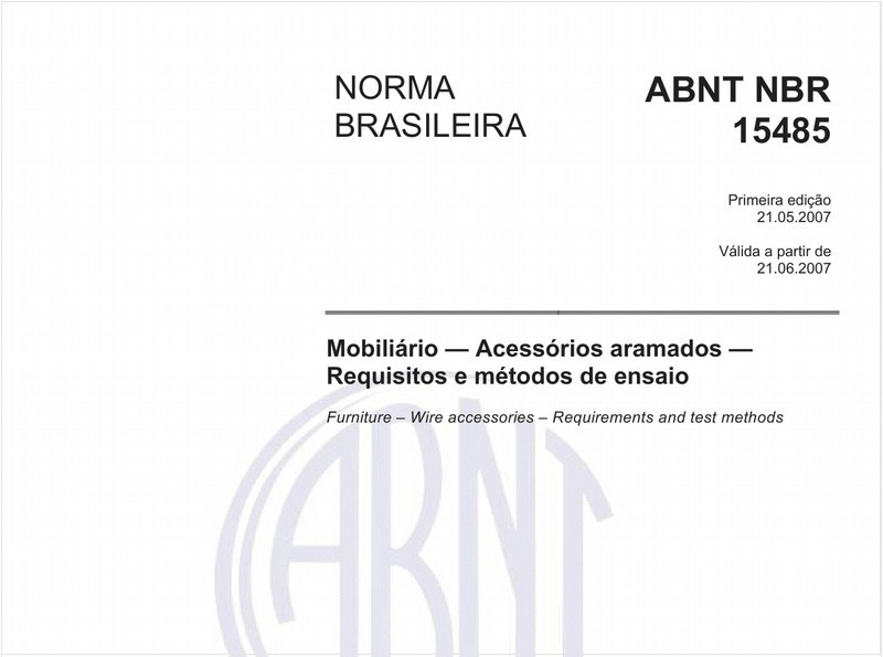 Mobiliário - Acessórios aramados - Requisitos e métodos de ensaio