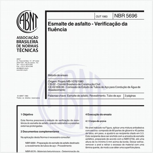 Esmalte de asfalto - Verificação da fluência