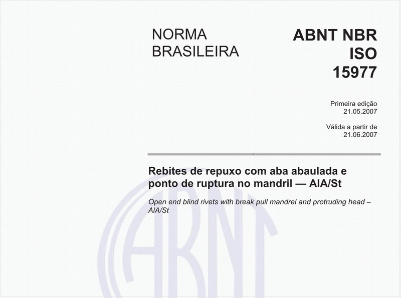 Rebites de repuxo com aba abulada e ponto de ruptura no mandril - AIA/St