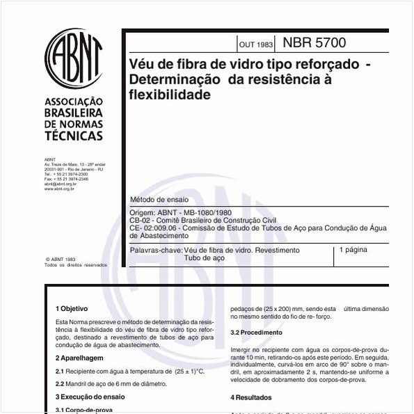 Véu de fibra de vidro tipo reforçado - Determinação da resistência à flexibilidade