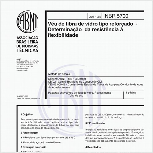 Véu de fibra de vidro tipo reforçado - Determinação da resistência à flexibilidade