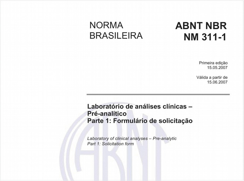Laboratório de análises clínicas - Pré-analítico - Parte 1: Formulário de solicitação 