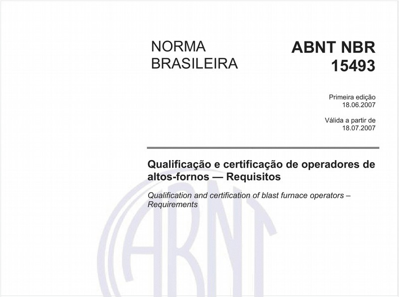 Qualificação e certificação de operadores de altos-fornos - Requisitos