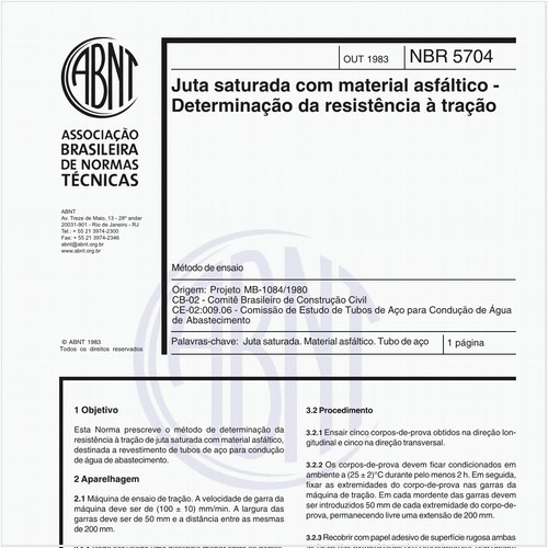 Juta saturada com material asfáltico - Determinação da resistência à tração