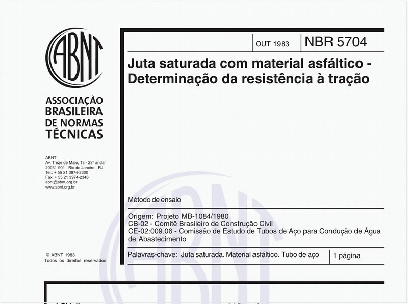 Juta saturada com material asfáltico - Determinação da resistência à tração