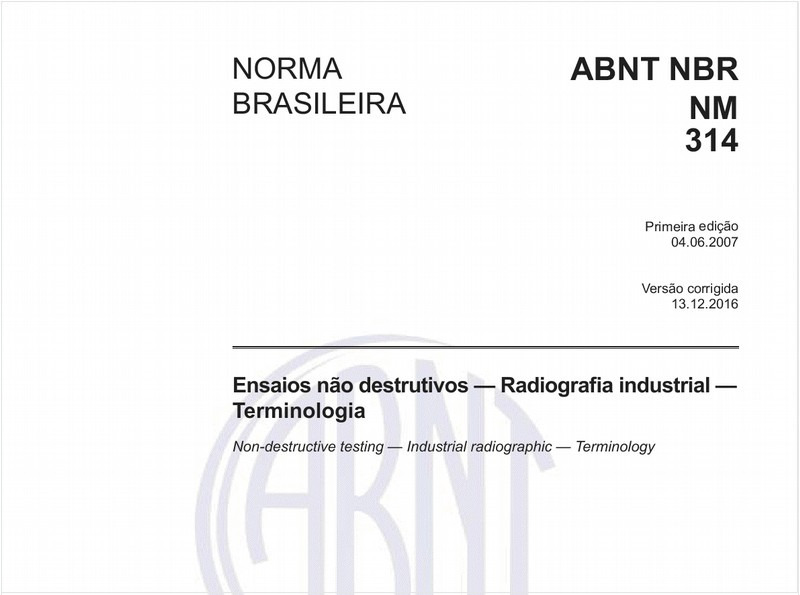 Ensaios não destrutivos - Radiografia industrial - Terminologia