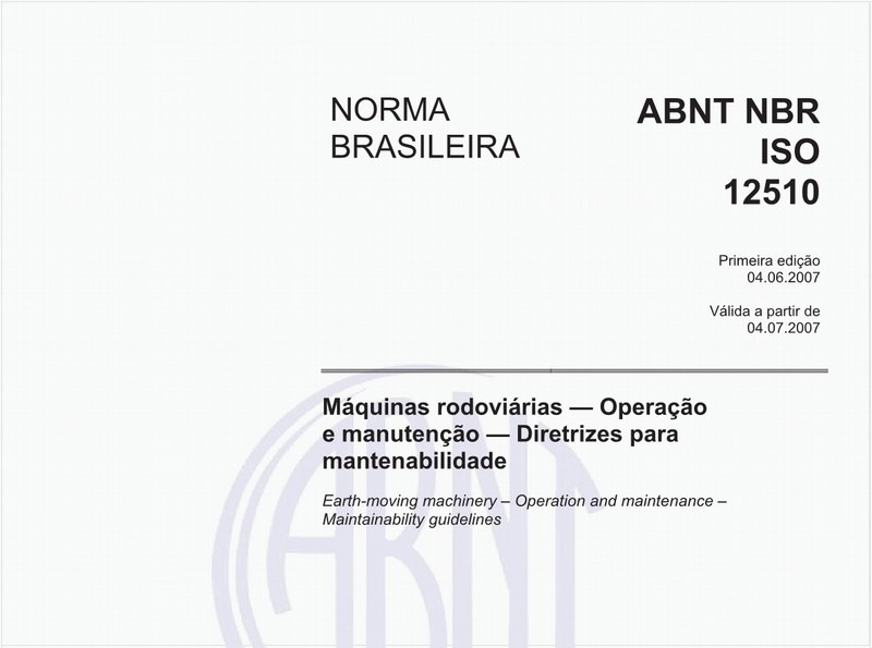 Máquinas rodoviárias - Operação em manutenção - Diretrizes para mantenabilidade