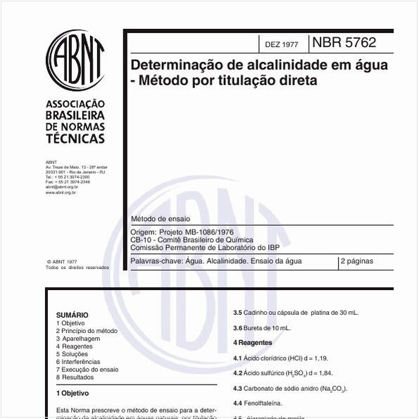 Determinação de alcalinidade em água - Método por titulação direta