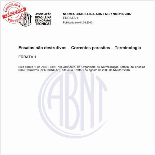 Ensaios não destrutivos - Correntes parasitas - Terminologia