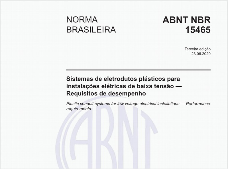 Sistemas de eletrodutos plásticos para instalações elétricas de baixa tensão — Requisitos de desempenho