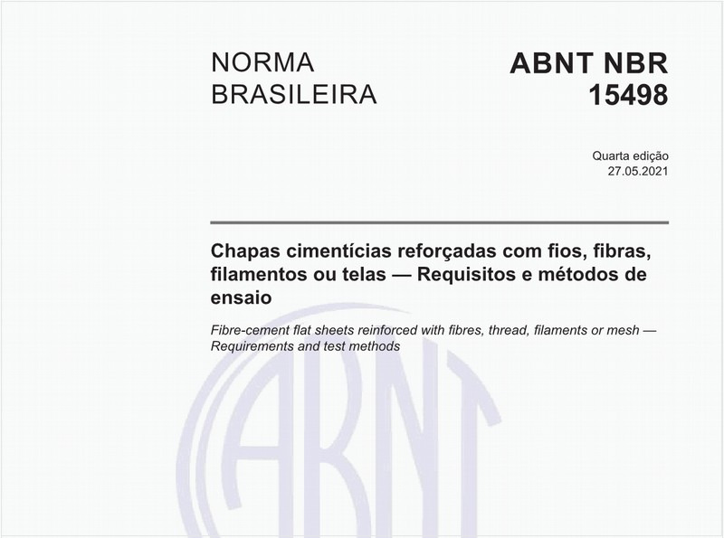 Chapas cimentícias reforçadas com fios, fibras, filamentos ou telas - Requisitos e métodos de ensaio