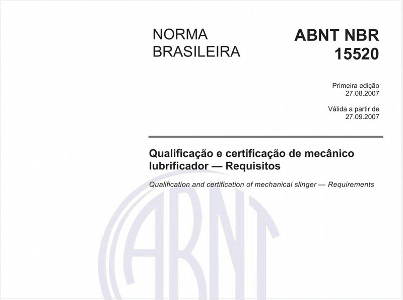 Qualificação e certificação de mecânico lubrificador - Requisitos