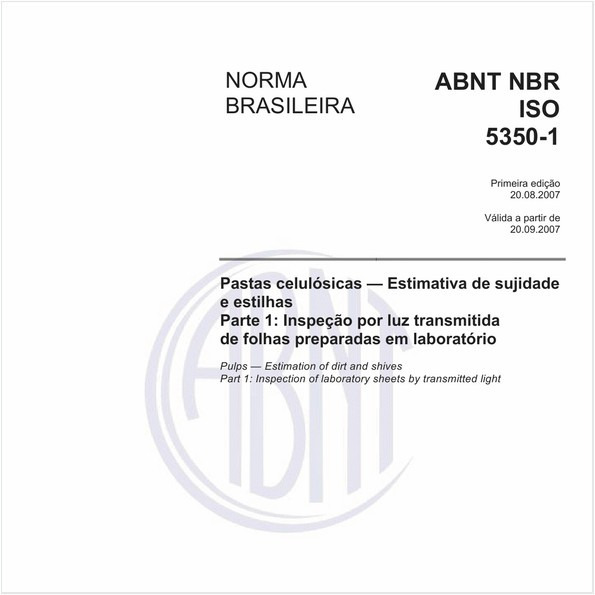 Pastas celulósicas - Estimativa de sujidade e estilhas - Parte 1: Inspeção por luz transmitida de folhas preparadas em laboratório