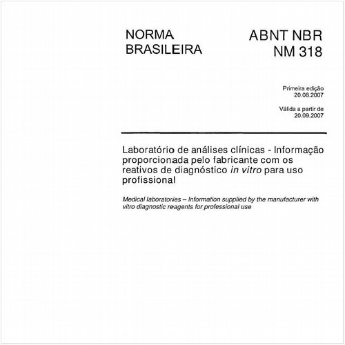 Laboratório de análises clínicas - Informação proporcionada pelo fabricante com os reativos de diagnóstico in vitro para uso profissional